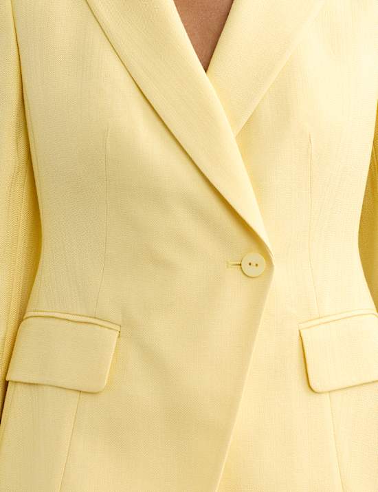 Textured Single Breasted Longline Blazer