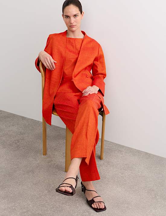 Linen Rich Colarless Longline Jacket