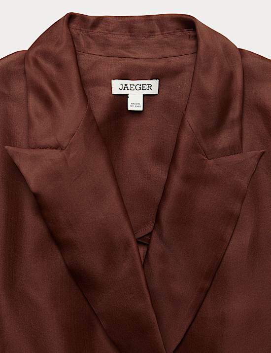 Blazer largo 100 % seda de organza con botonadura doble