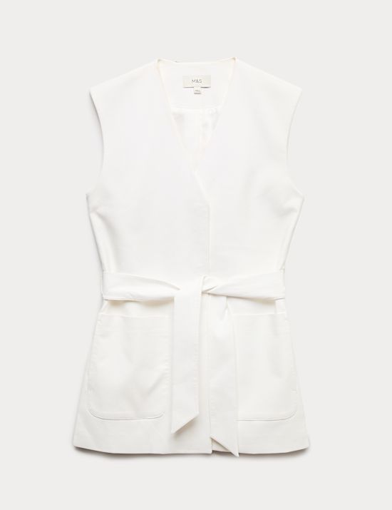 Cotton Rich Sleeveless Jacket with Modal