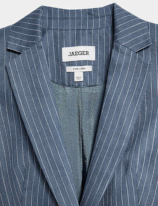 Pure Linen Straight Pinstripe Blazer
