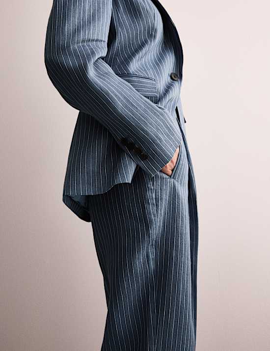 Pure Linen Straight Pinstripe Blazer