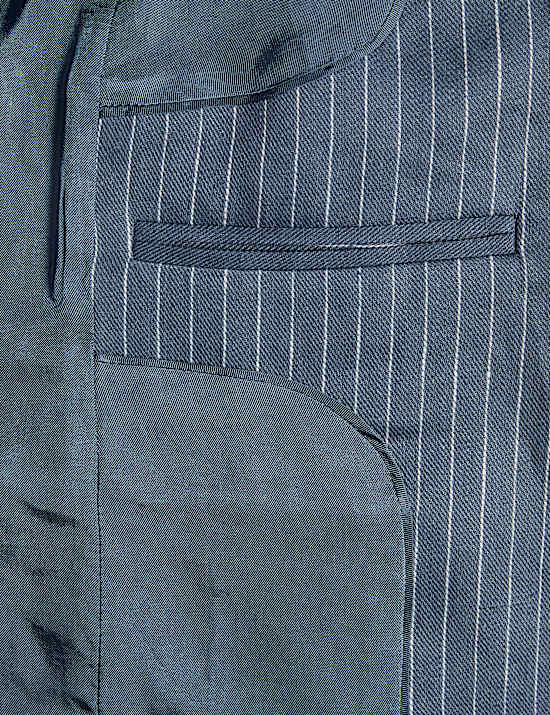 Pure Linen Straight Pinstripe Blazer