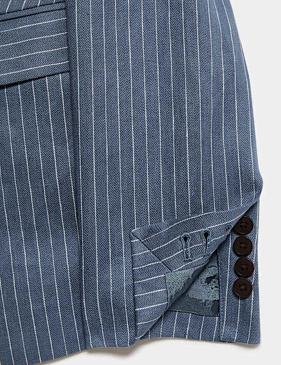 Pure Linen Straight Pinstripe Blazer