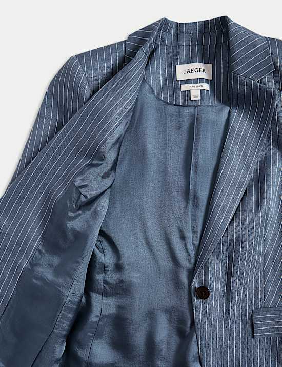 Pure Linen Straight Pinstripe Blazer