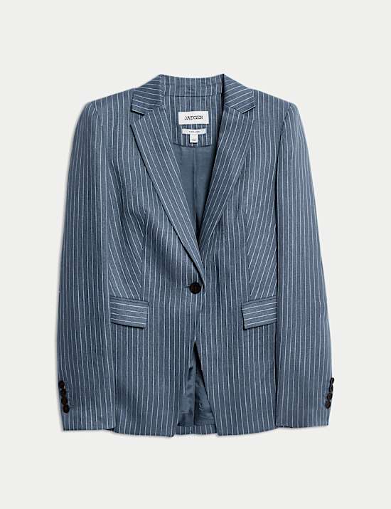 Pure Linen Straight Pinstripe Blazer