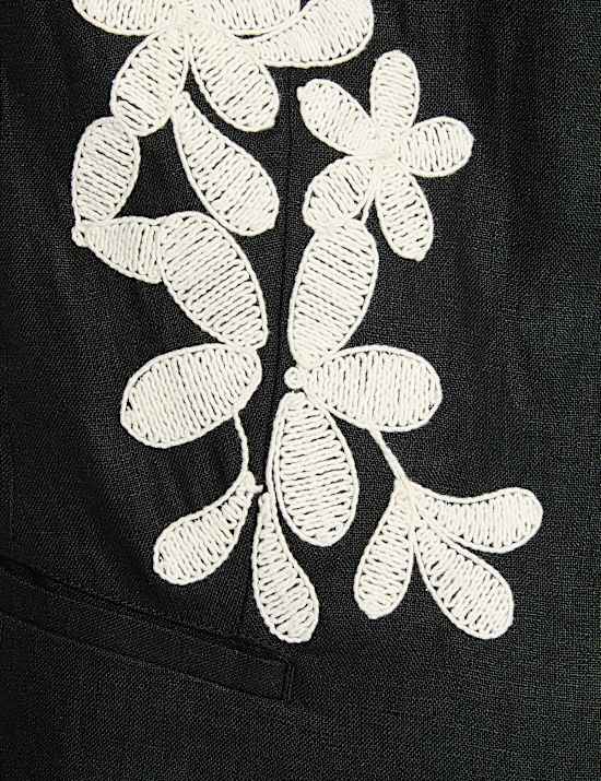 Φλοράλ γιλέκο με κέντημα από 100% λινό