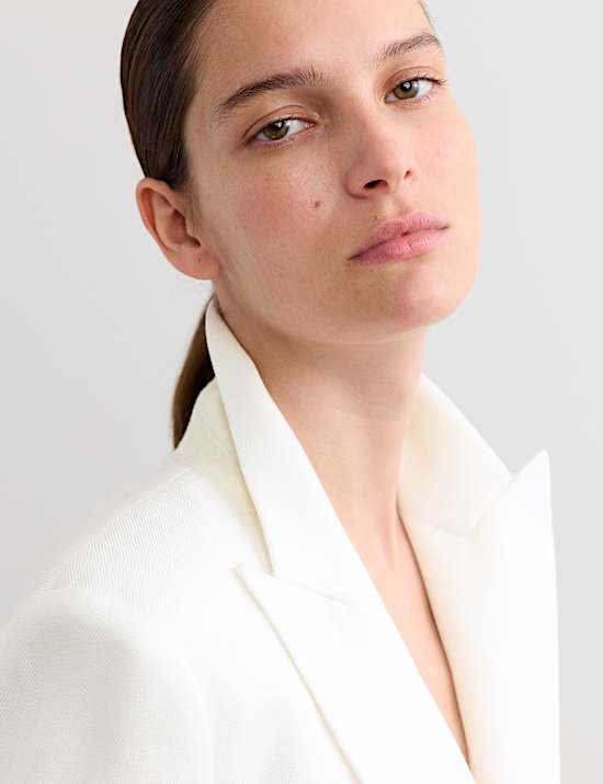 Tailored Basketweave Single Breasted Longline Jacket