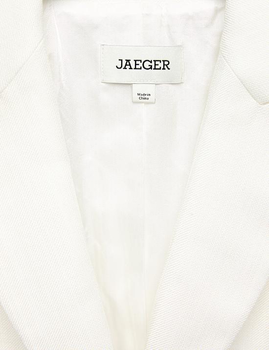 Tailored Basketweave Single Breasted Longline Jacket