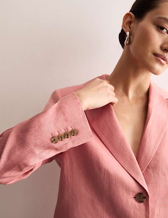 Pure Linen Straight Single Breasted Blazer