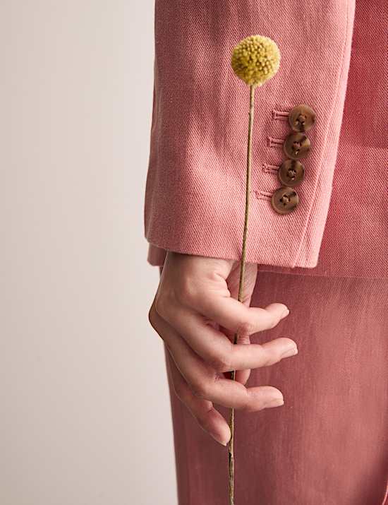 Pure Linen Straight Single Breasted Blazer