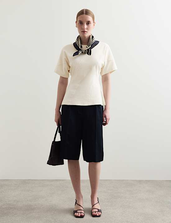 Top en coton et modal &agrave; d&eacute;tail torsad&eacute;