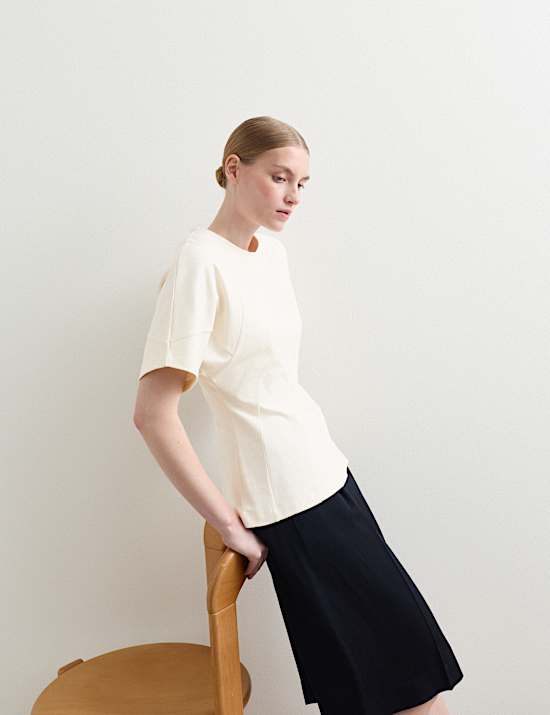 Top en coton et modal &agrave; d&eacute;tail torsad&eacute;