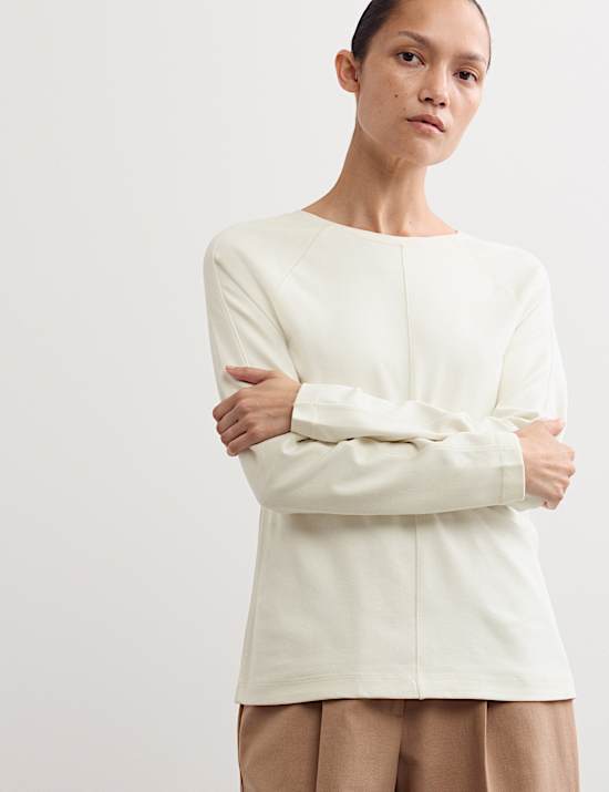 Ribbed Seam Detail Long Sleeve Top