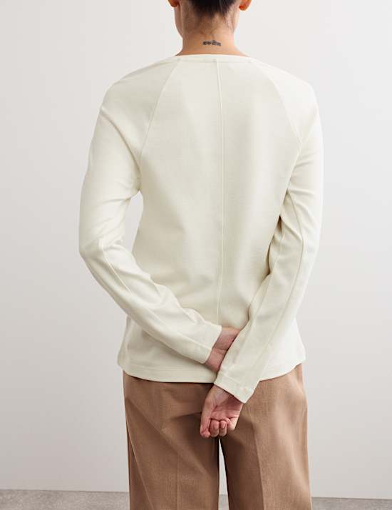 Ribbed Seam Detail Long Sleeve Top