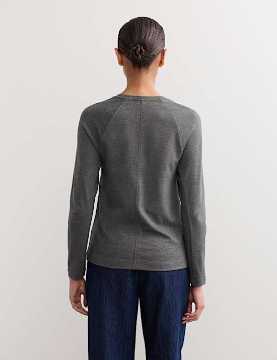 Ribbed Seam Detail Long Sleeve Top