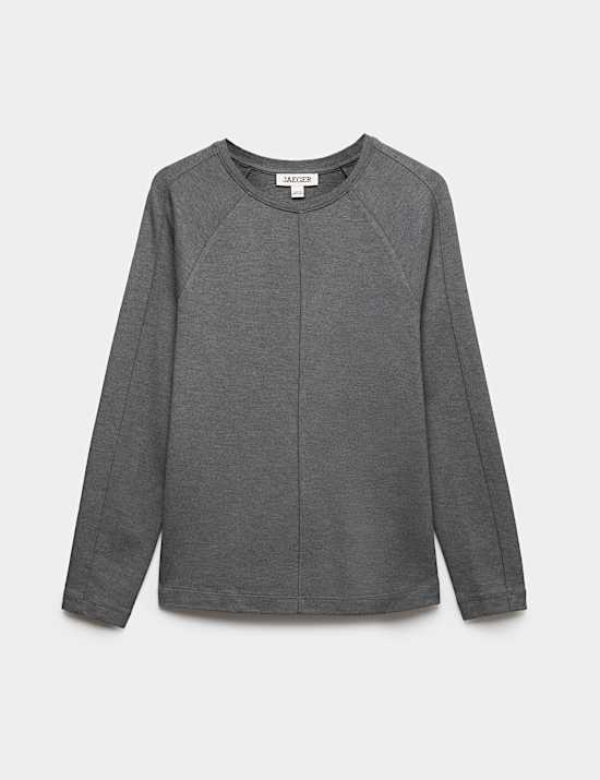Ribbed Seam Detail Long Sleeve Top