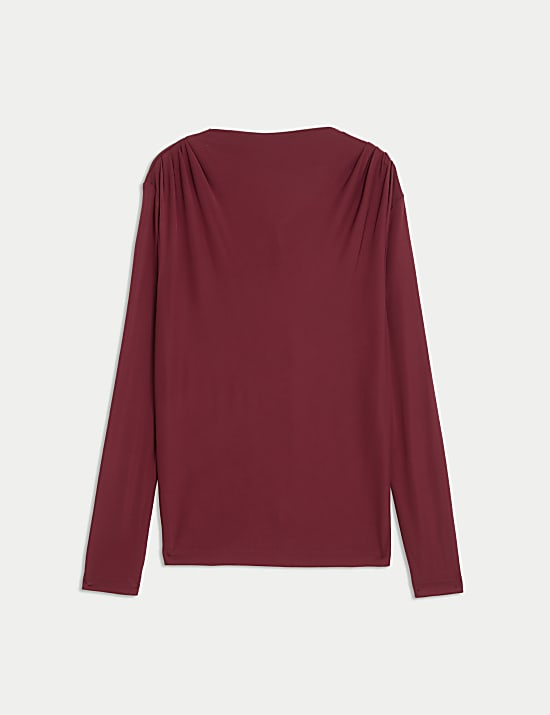 Jersey-Oberteil mit drapiertem Ausschnitt