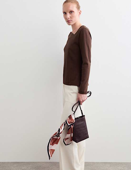 Cotton Modal Asymmetric Neck Top