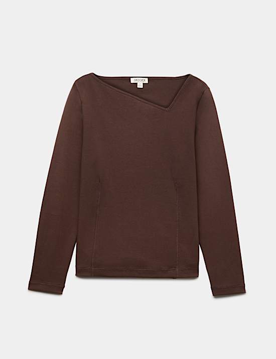 Cotton Modal Asymmetric Neck Top