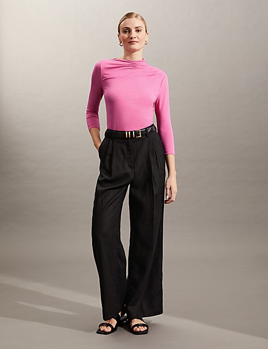 Jersey Ruched Crew Neck Top