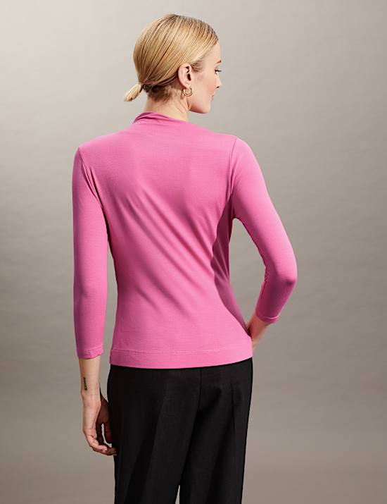 Jersey Ruched Crew Neck Top