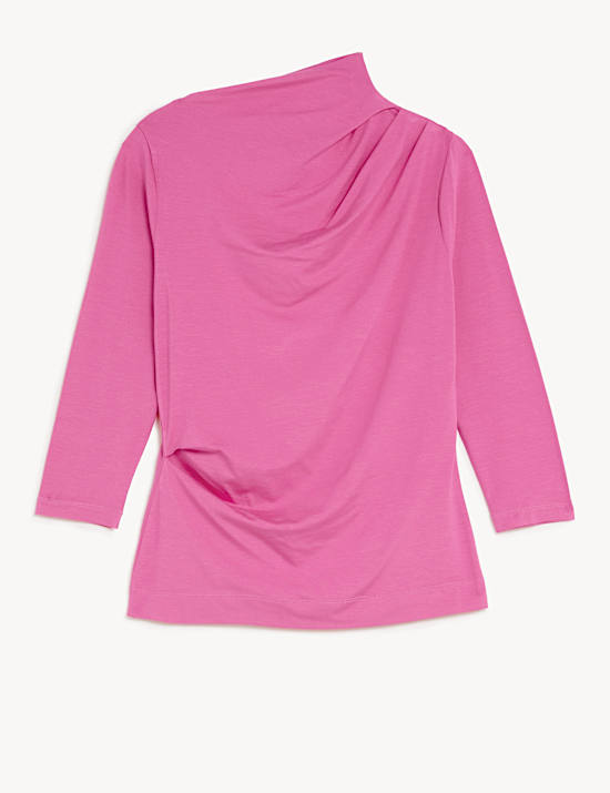 Jersey Ruched Crew Neck Top
