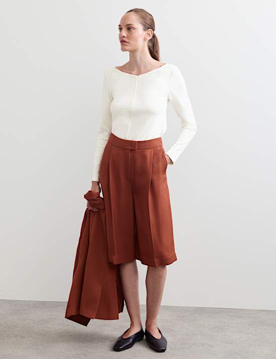Cotton Modal Blend V-Neck Stitch Detail Top