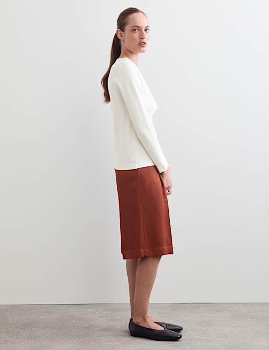 Cotton Modal Blend V-Neck Stitch Detail Top