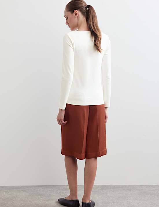 Cotton Modal Blend V-Neck Stitch Detail Top