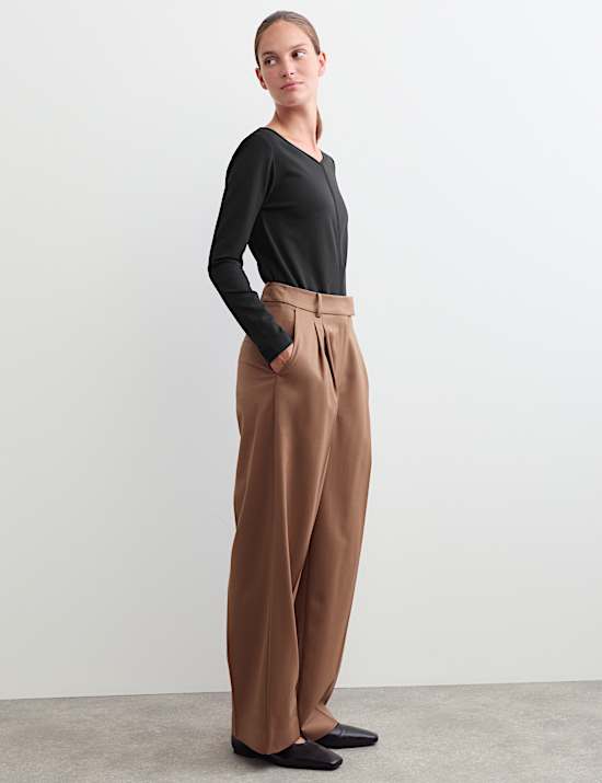 Cotton Modal Blend V-Neck Stitch Detail Top