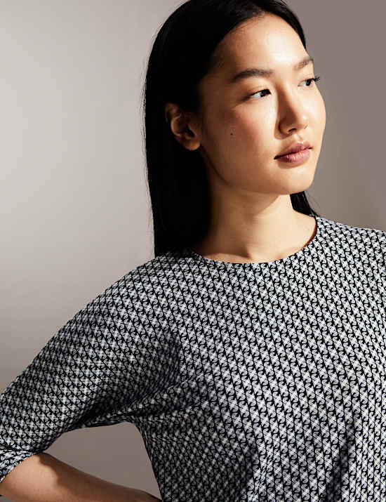 Jersey Geometric Slash Neck Top