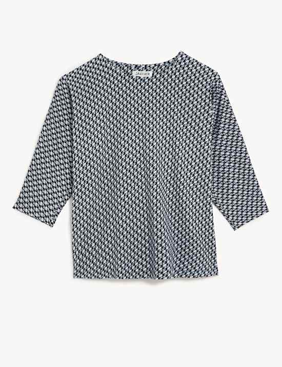 Jersey Geometric Slash Neck Top