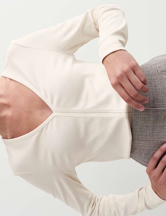 Top met V-hals van katoen en modal