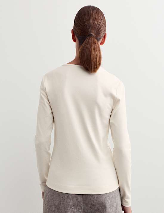 Top met V-hals van katoen en modal