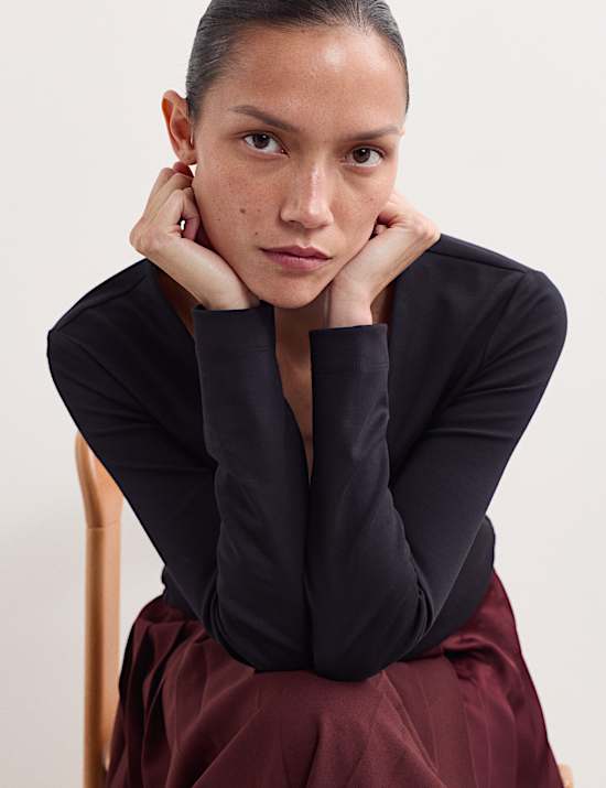 Cotton Modal Blend V-Neck Top