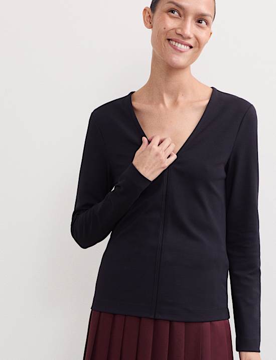 Cotton Modal Blend V-Neck Top