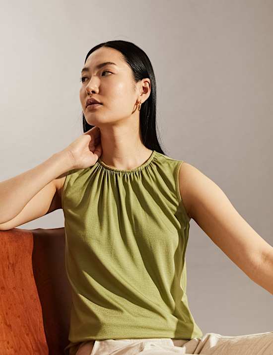 Jersey Gathered Neck Vest Top