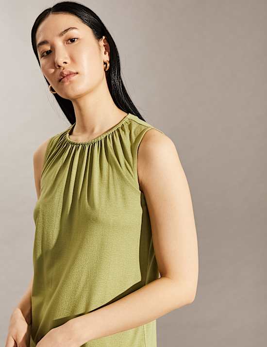 Jersey Gathered Neck Vest Top