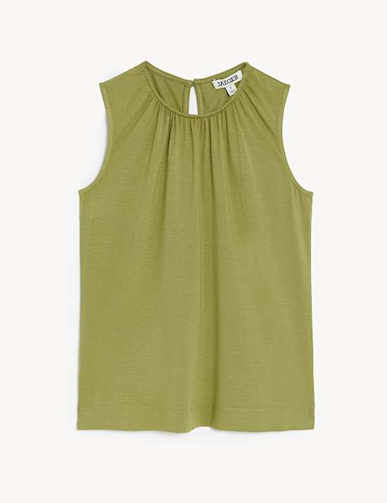 Jersey Gathered Neck Vest Top