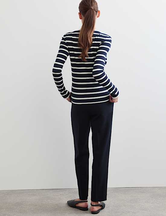 Pure Cotton Jersey Striped Henley Top