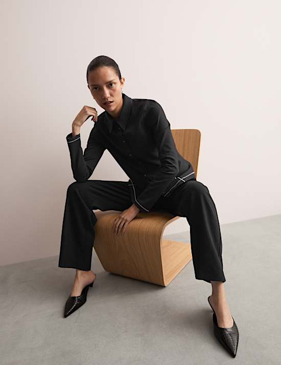 Jersey Collared Stitch Detail Shirt