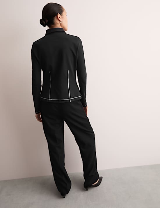 Jersey Collared Stitch Detail Shirt