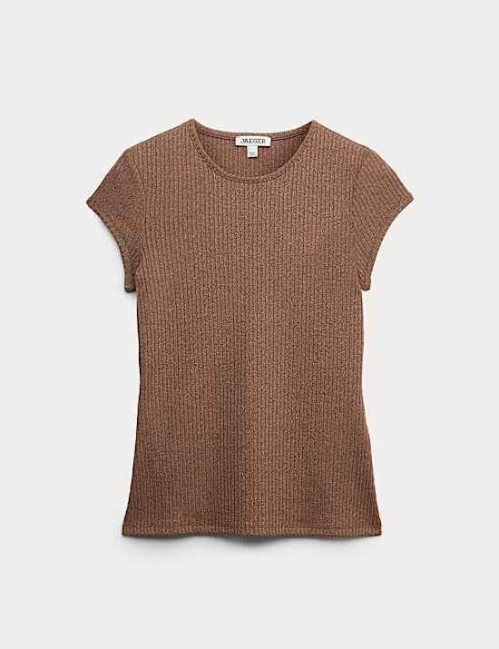 Top en jersey effet étincelant à col rond