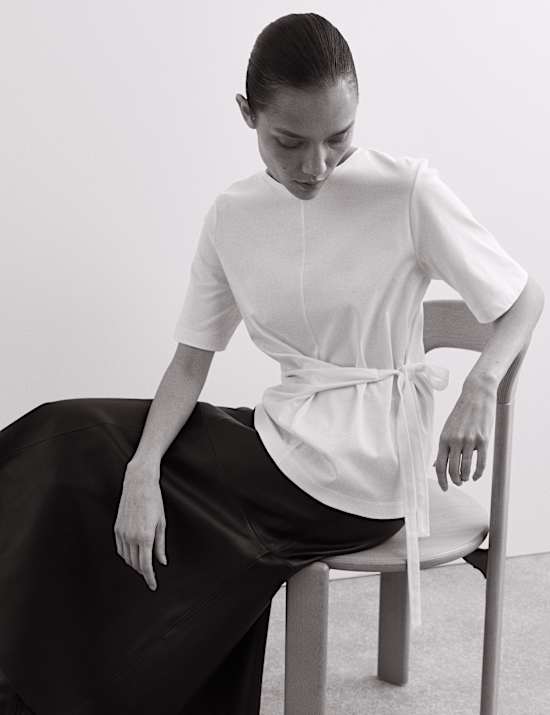 Chemise 100 % coton à nouer à la taille