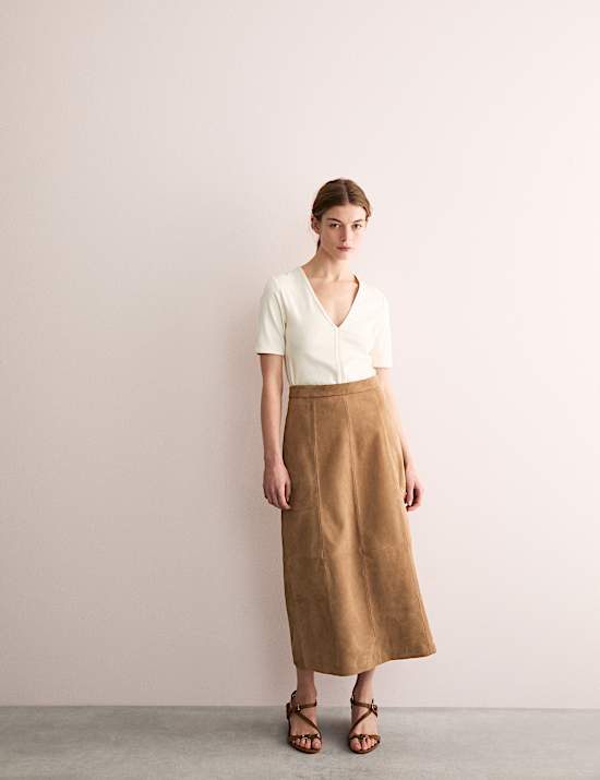 Jersey top met V-hals van katoen en modal