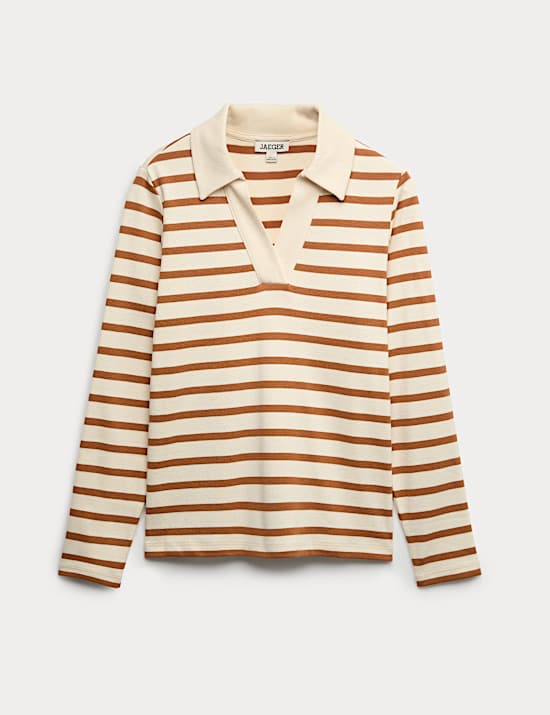 Pure Cotton V-Neck Striped Top