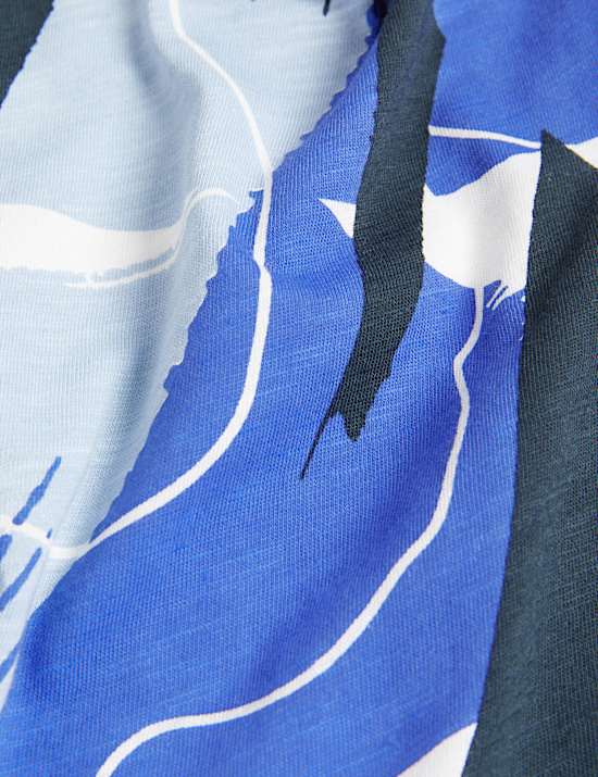 Top en jersey &agrave; manches chauve-souris et imprim&eacute;