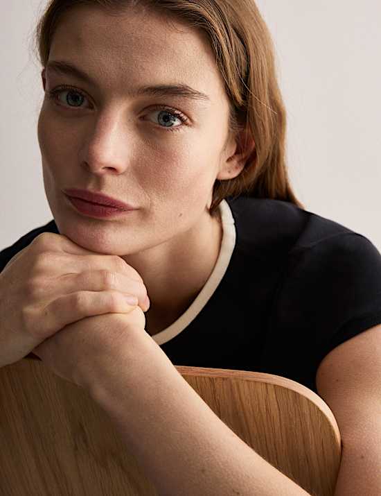 Ζέρσεϊ T-Shirt με τελείωμα διαφορετικού χρώματος