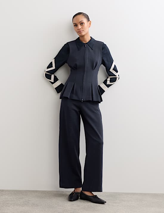 Cotton Blend Zip Up Tank Top with Wool